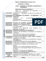 Cronograma de Aula Tic - Quinta-Feira - Unidade 2