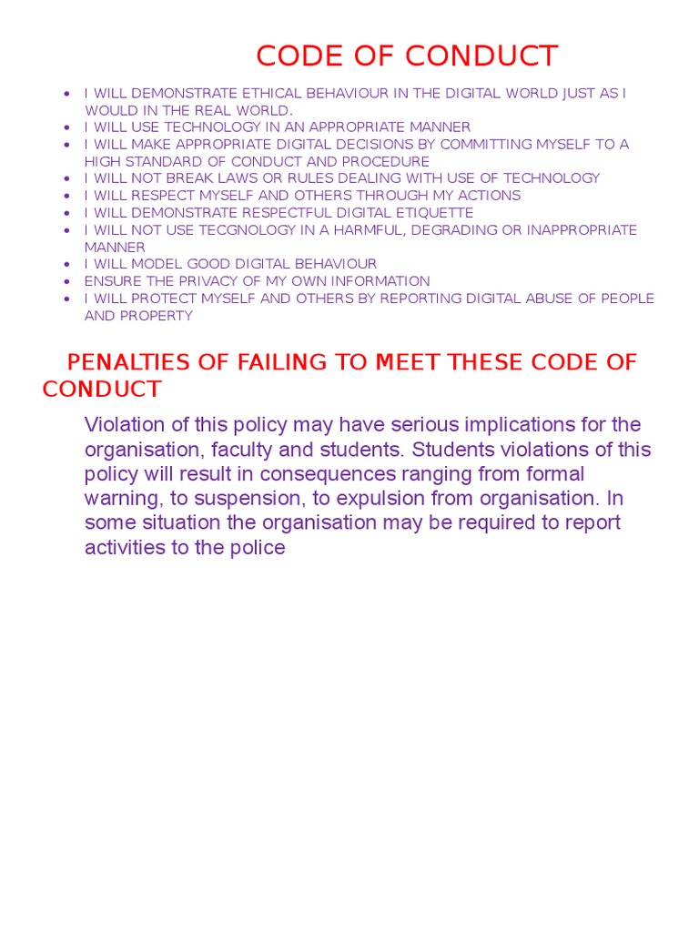 Code of Conduct | PDF