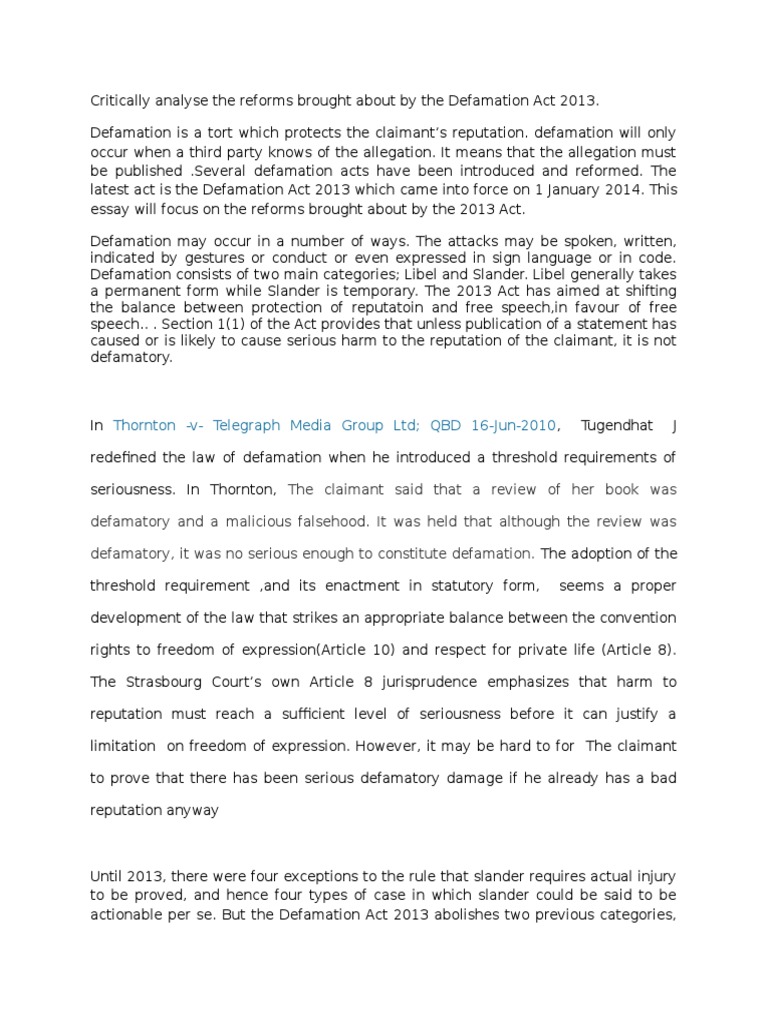 Examples of defamation of character image