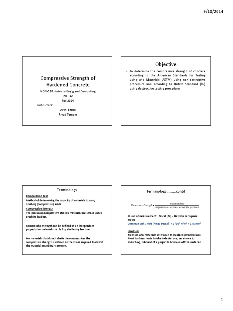 Determining The Compressive Strength Of Concrete Through Destructive