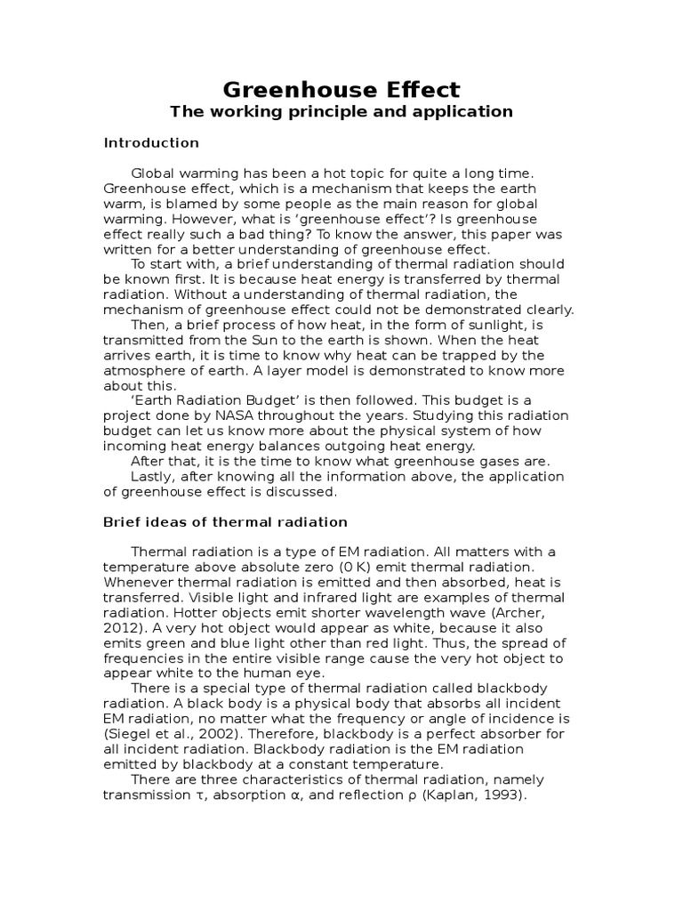 Greenhouse Effect the Working Principle and Application Greenhouse