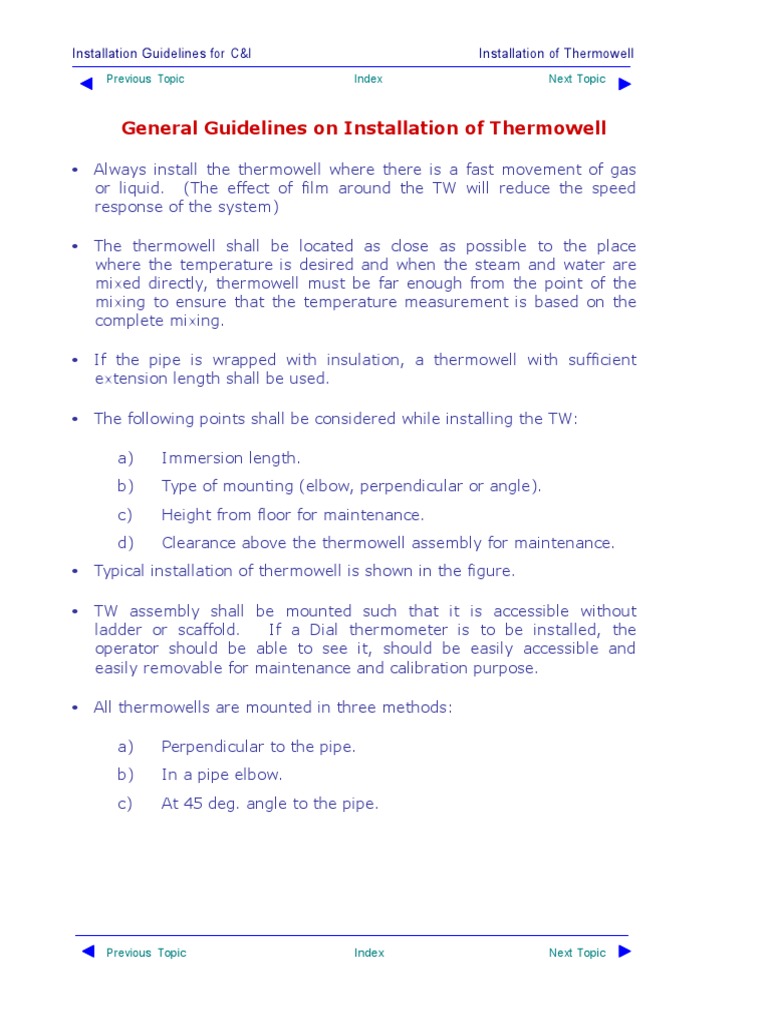 Thermowell Installation PDF Pipe (Fluid Conveyance) Thermometer