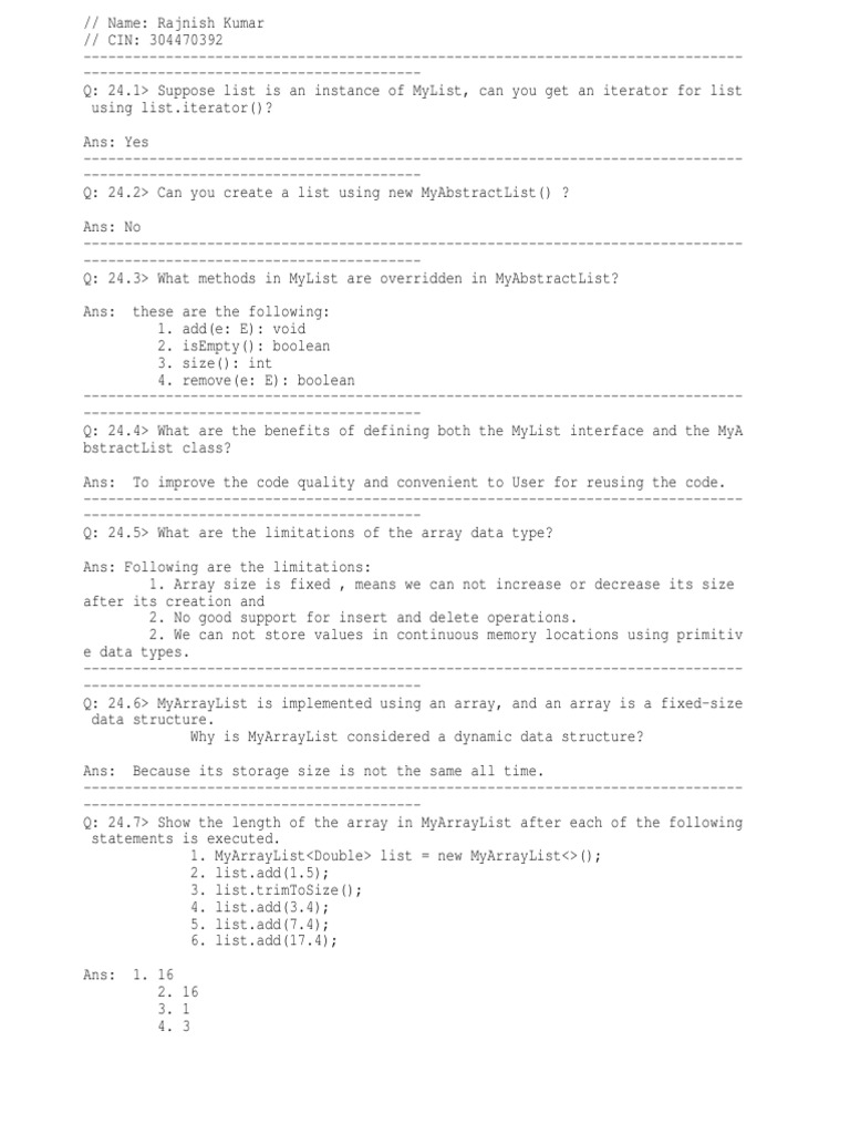 MyList and MyArrayList Concepts Explained | PDF | Array Data Structure ...