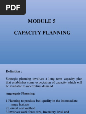 Module 5 Capacity Planning Pdf Inventory Operations Management
