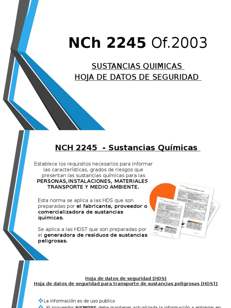 Norma Chilena NCh 2245: Hojas de Seguridad | PDF