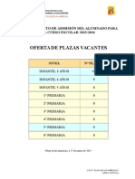 Plazas Vacantes curso 2015/2016