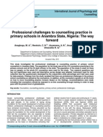 Professional challenges to counselling practice in primary schools in Anambra State, Nigeria