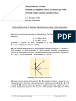 09. Lista de Exercícios 3 - Vetores. Movimento Em Duas e Três Dimensões