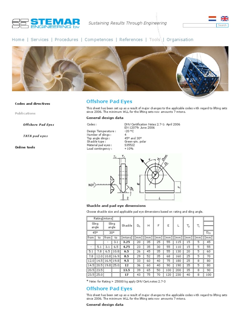 Offshore Pad Eye Design Standards | PDF | Technology & Engineering ...