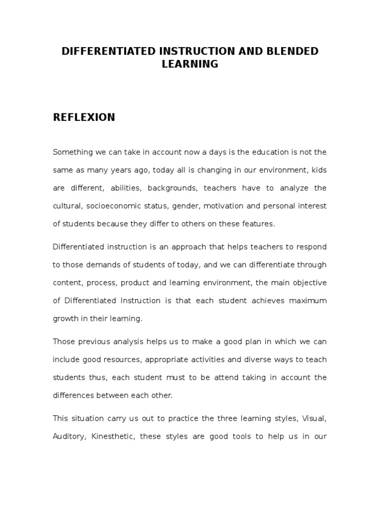Differentiated Instruction and Blended Learning | PDF