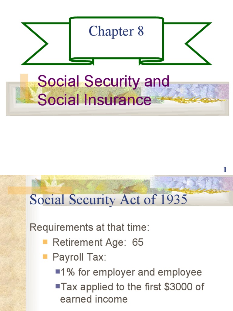 Chapter 8 Social Security and Social Insurance PDF Social