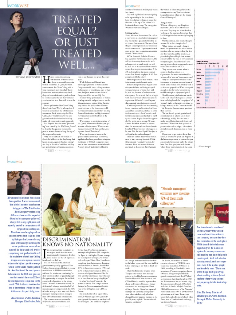 WorkWise Glass Ceiling Oct2005 WOMAN TODAY PDF Discrimination