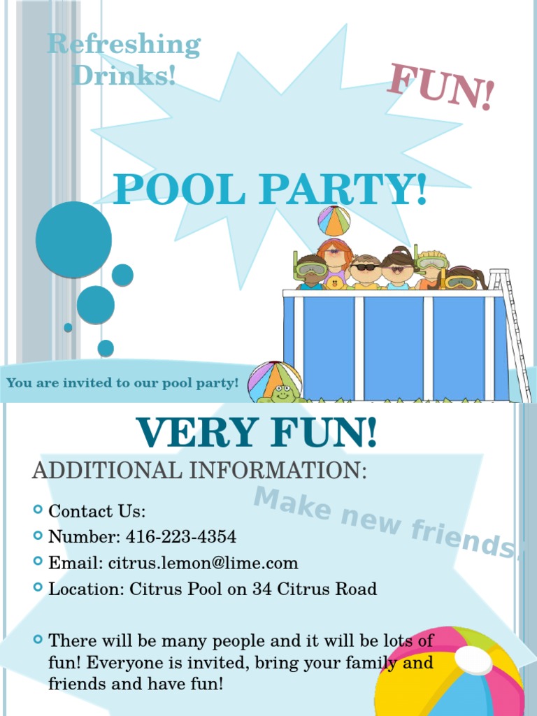 Exciting Pool Party Invitation! | PDF