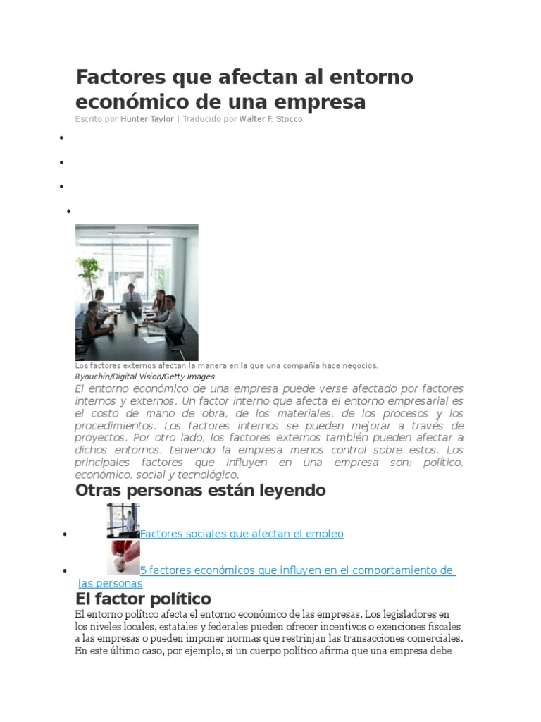 Factores Que Afectan Al Entorno Económico De Una Empresa – TUBEQ
