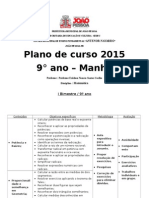 plano de curso de Matemática do 9° ano 2015