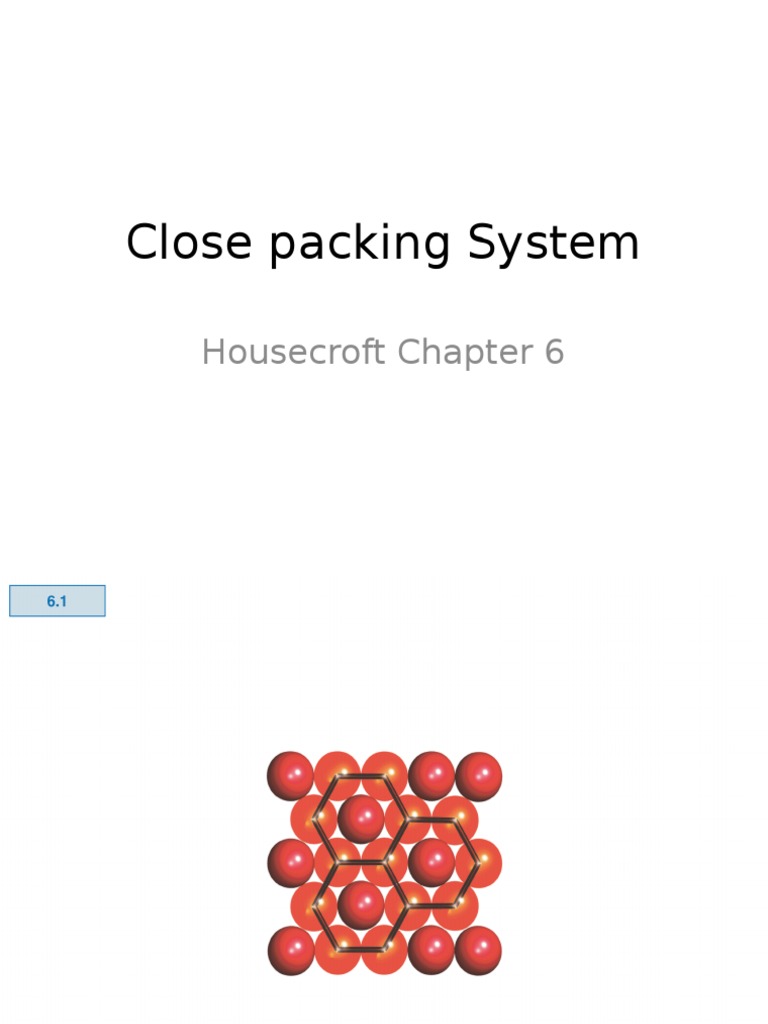 Close Packing System: Housecroft Chapter 6 | PDF