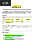 Sample CV - 4 Mining Engineer: Career Objective