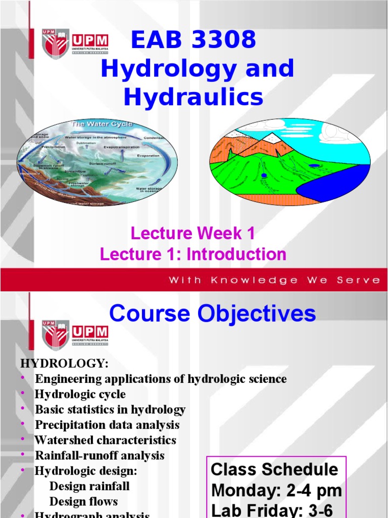 3308lecture 1 Introduction Hydraulics and Hydrology PDF Hydrology