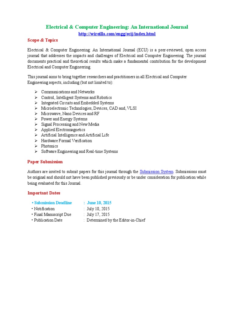 ECIJ: Electrical & Computer Engineering Journal | PDF