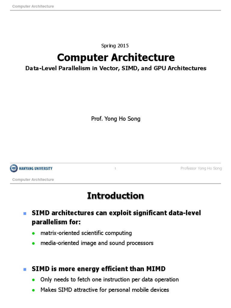 CH 04. Data-Level Parallelism in Vector, SIMD, and GPU Architectures ...