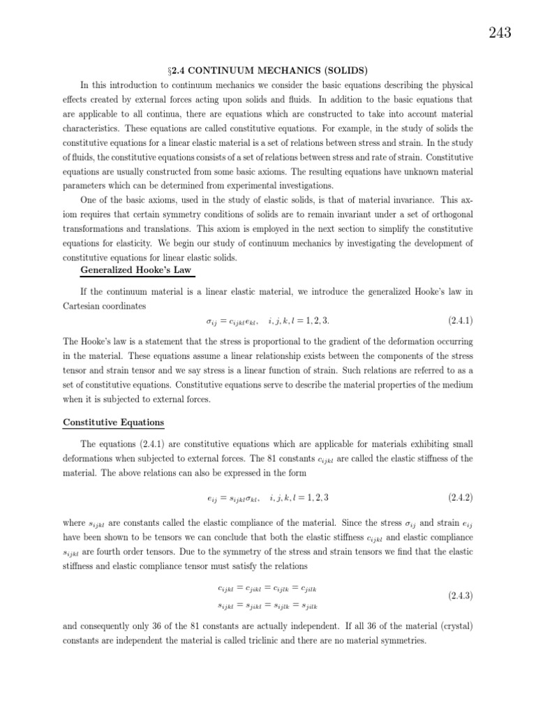 Continuum Mechanics: Solids and Symmetries | PDF | Linear Elasticity ...