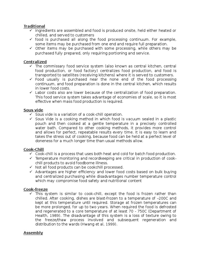 Types of Food Production Foods Cooking