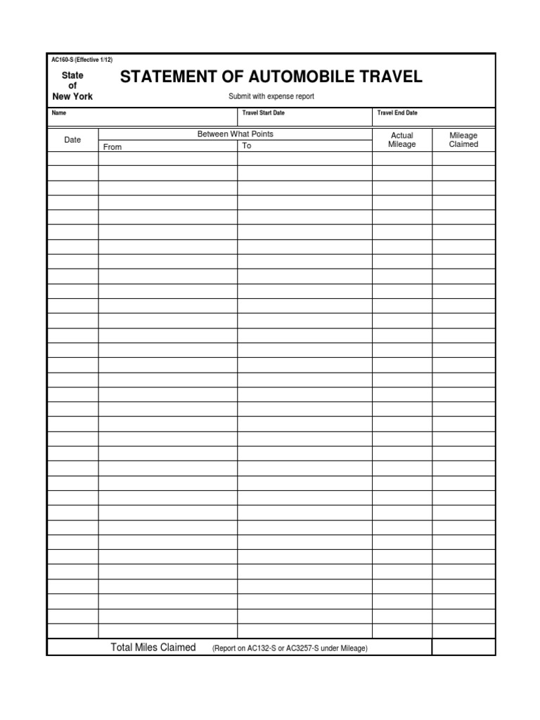 Statement of Automobile Travel PDF