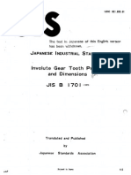 JIS B1701-1973 Involute Gear Tooth Profile and Dimensions