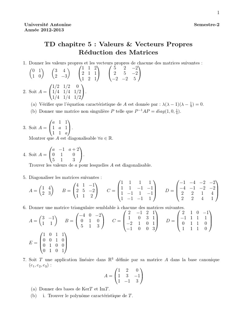 TD5 - Algebre Lineaire | PDF