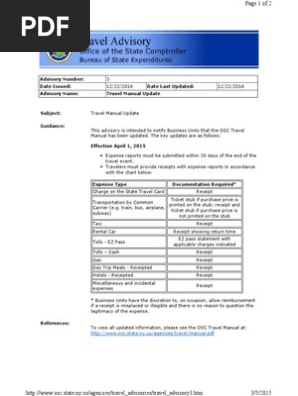 OSC Travel Advisory 3 2015