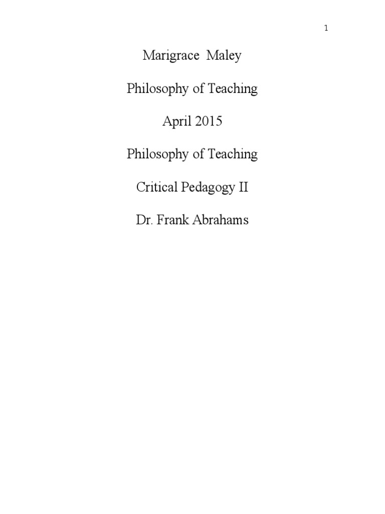 Critical Pedagogy in Teaching Philosophy | PDF | Teachers | Learning