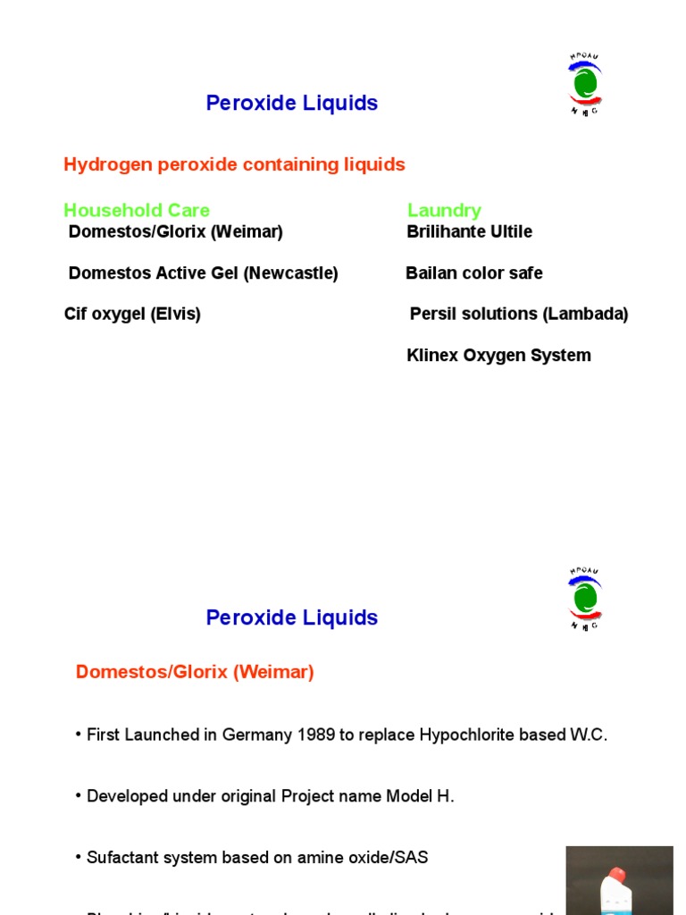 Domestos and Glorix Peroxide Formulations | PDF | Hydrogen Peroxide ...