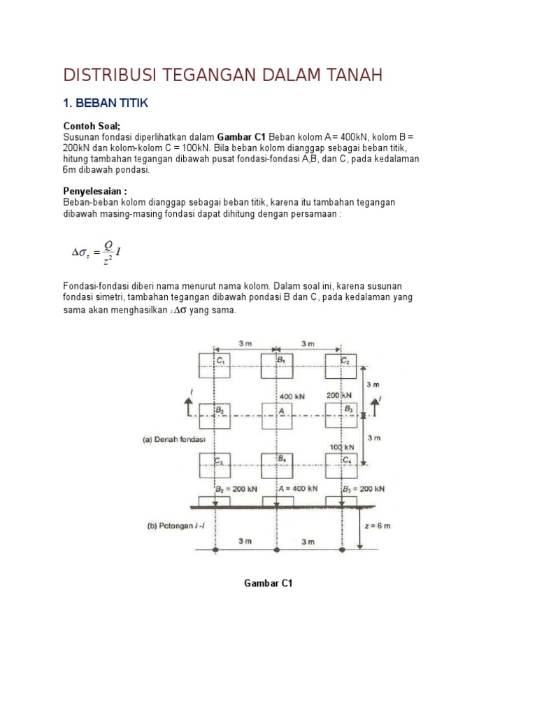 Distribusi Tegangan Dalam Tanah Contoh Soal