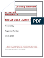 Skills and Learning Statement Oxford Brookes University Nishat Mills Limited (NML)