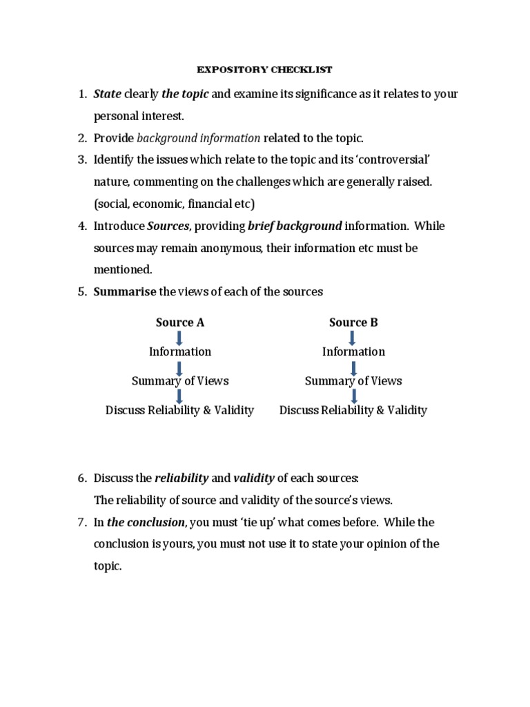 expository communication checklist