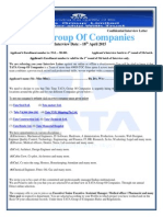 Tata Group of Companies: Interview Date: - 18 April 2015