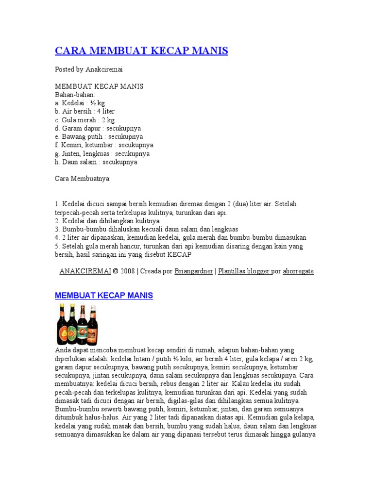 Cara Membuat Kecap Manis | PDF