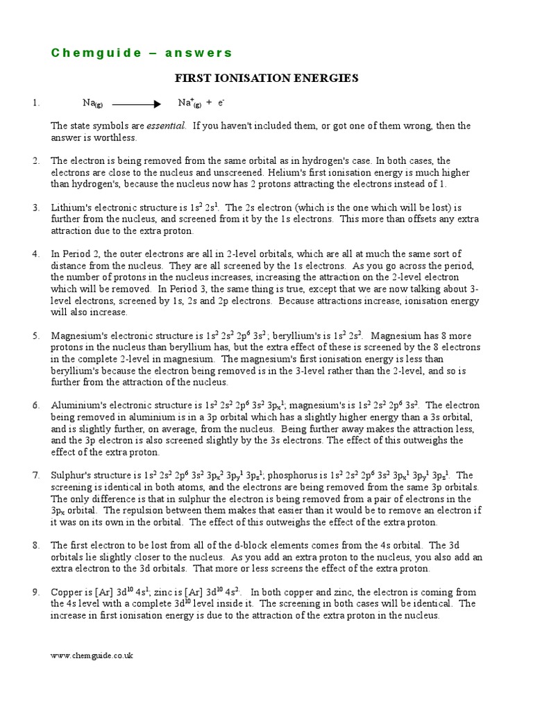Understanding First Ionisation Energies | PDF