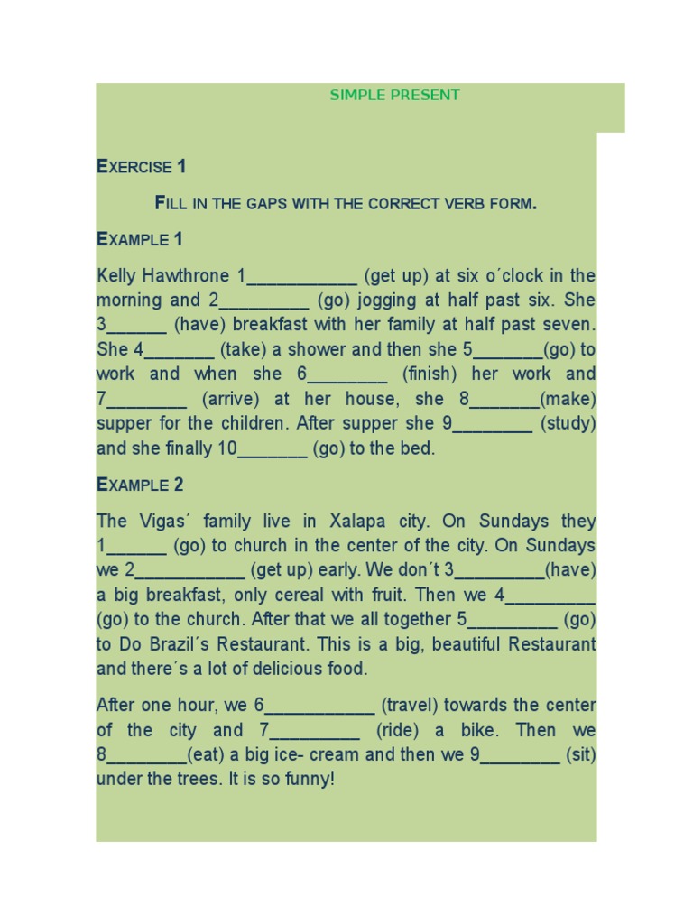 Fill in the Gaps: Verb Forms Exercise | PDF | Language Arts ...