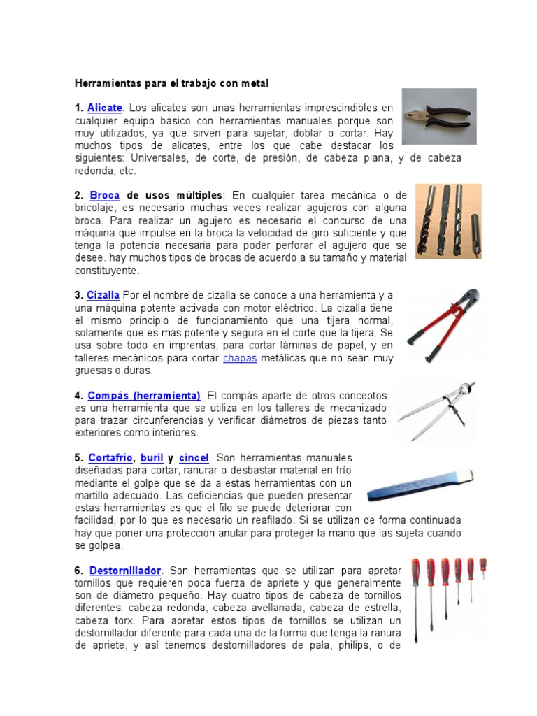 30 Herramientas para El Trabajo de Metal, PDF, Herramientas