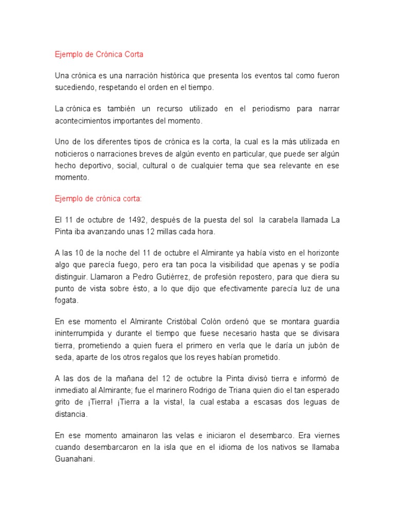 Ejemplo de Crónica Corta PDF