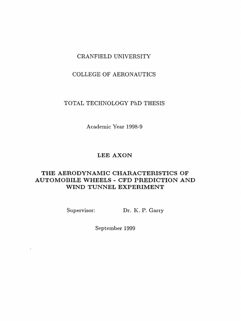 Aerodynamics of Automobile Wheels: CFD Study | PDF | Navier–Stokes ...