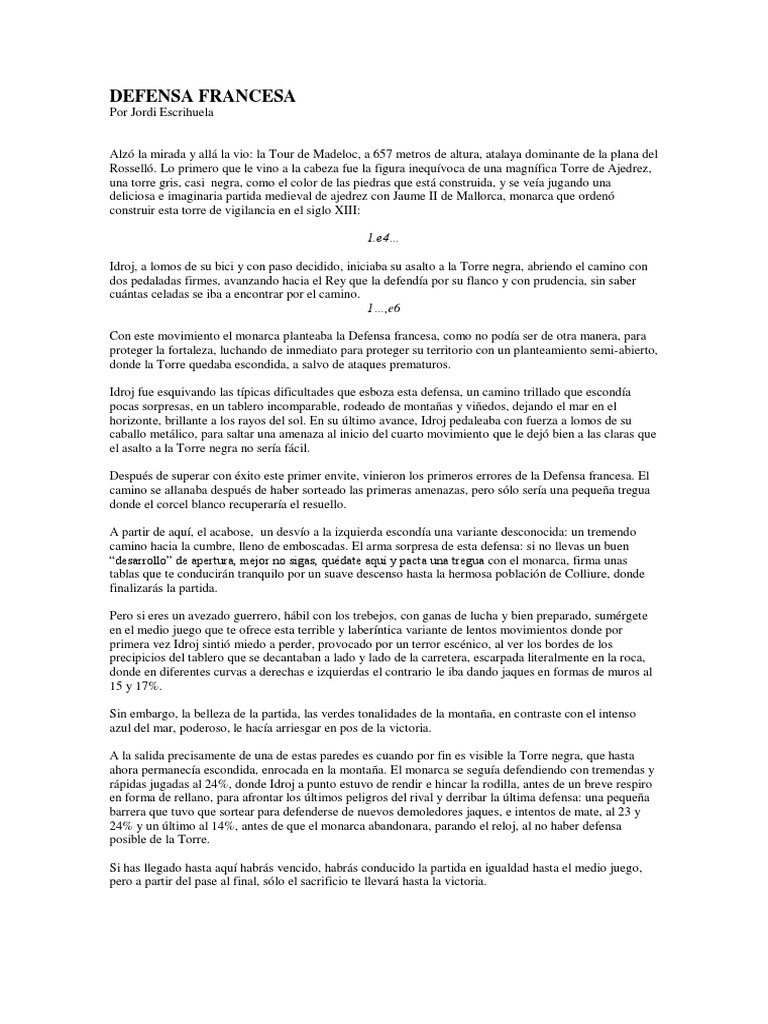 Estrategias de la Defensa Francesa en Ajedrez | PDF | Ajedrez | Juegos ...