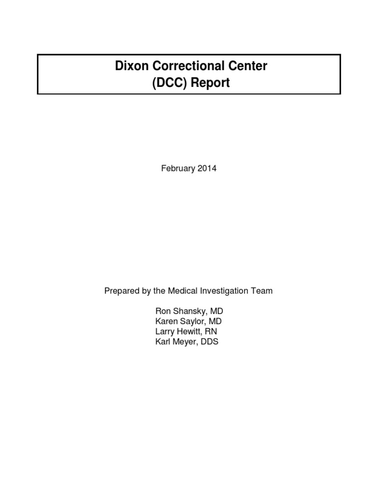 Dixon Correctional Center Medical Report | PDF | Medicine | Health Care