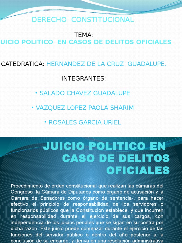 Juicio Político Por Delitos Oficiales Pdf Ley Pública Esfera Pública