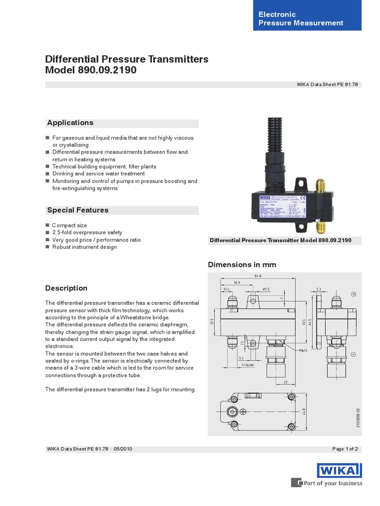 Differential Pressure Transmitter PDF Pressure Measurement