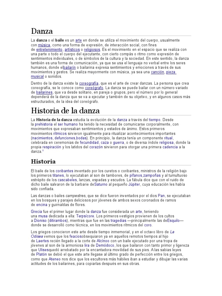 Frases y actividades de danza para primaria | PDF | Ocio | Bailes