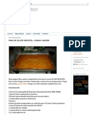 Pan de Elote PDF | PDF | Panes | Postres