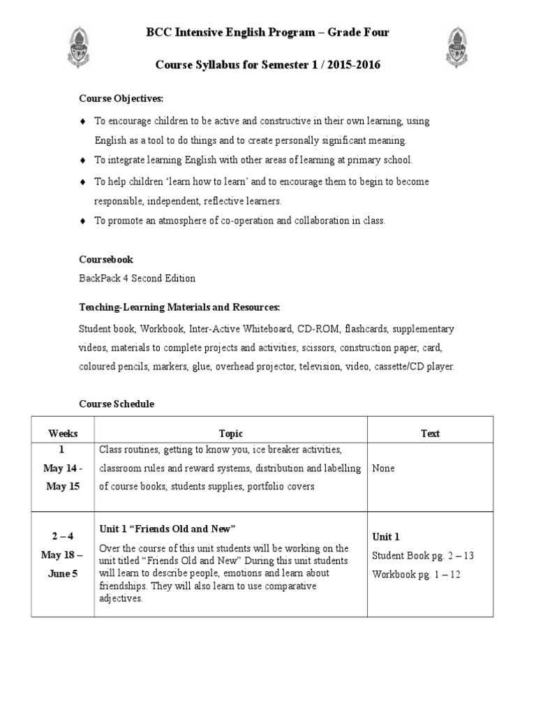 P4 Syllabus Semester 1 2015/16 | PDF | Education Theory | Pedagogy