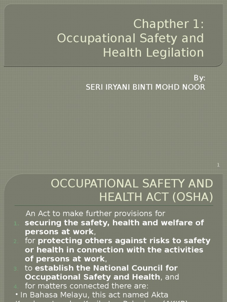 OSHA 1994: Overview and Framework | PDF | Occupational Safety And ...